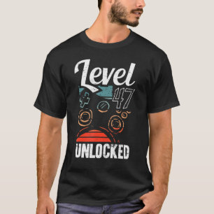 Stufe 47 Unverriegelter Video-Gamer 47. Geburtstag T-Shirt