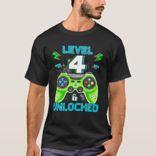 Stufe 4 Entsperrte Geburtstagskinder 4. Videospiel T-Shirt