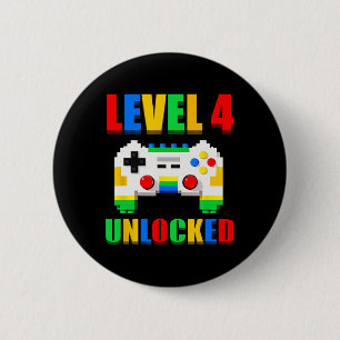 Stufe 4 freigeschalteter Gamer 4 Jahre alter Video Button