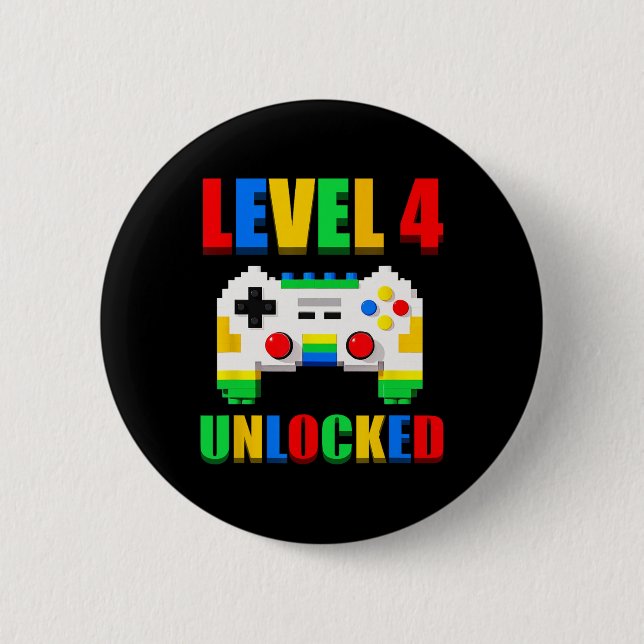 Stufe 4 freigeschalteter Gamer 4 Jahre alter Video Button (Vorderseite)