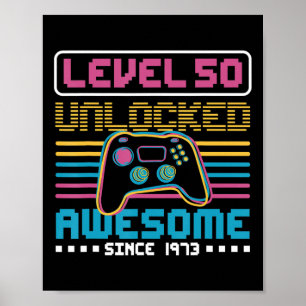 Stufe 50 phantastisch seit 1973 Gaming Birthd Poster