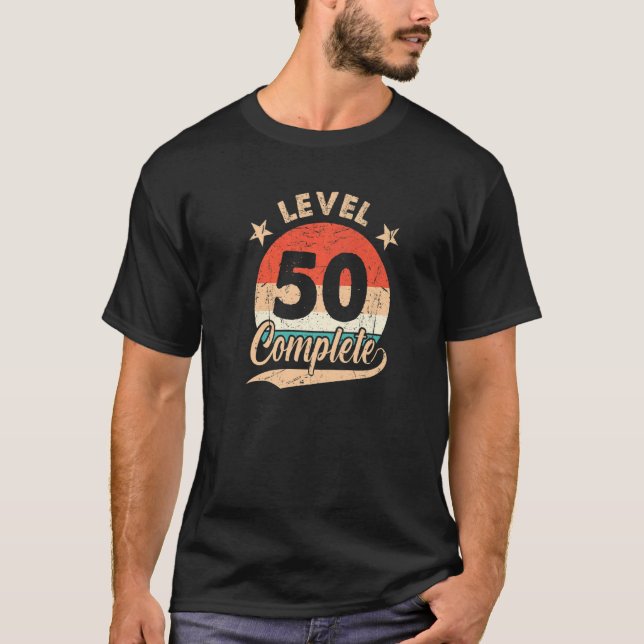 Stufe 50 Vollständiger Retro 50. Hochzeitstag T-Shirt (Vorderseite)