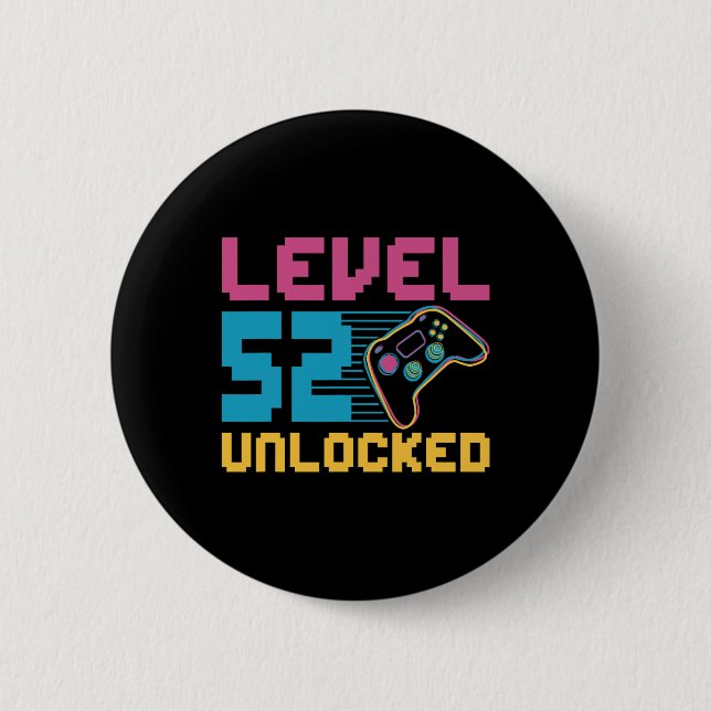 Stufe 52 Unverriegeltes Gaming Geburtstag Button (Vorderseite)
