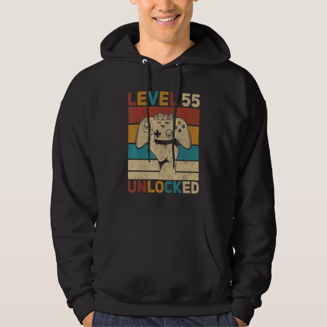 Stufe 55 Unverschlossener 55. Geburtstag 55 Jahre  Hoodie (Vorderseite)