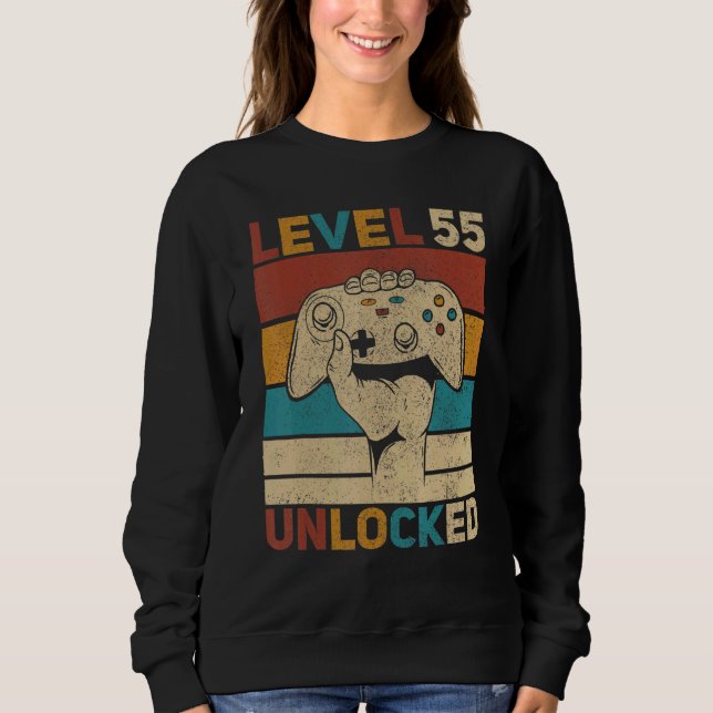 Stufe 55 Unverschlossener 55. Geburtstag 55 Jahre  Sweatshirt (Vorderseite)