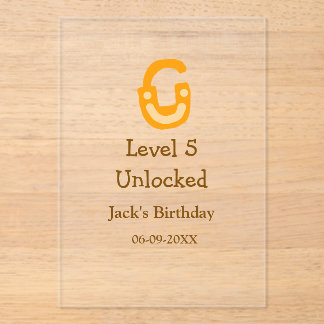 Stufe 5 entsperrtes Schloss orange braun Geburtsta Acryleinladungen