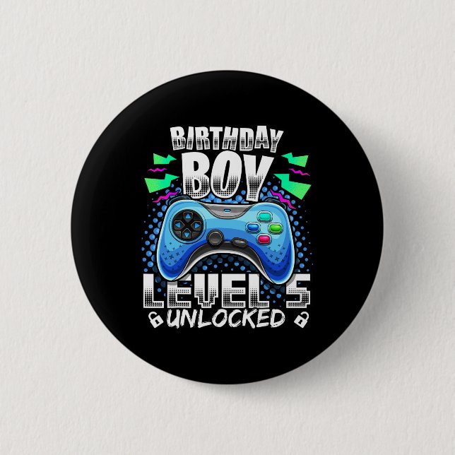 Stufe 5 Unverriegeltes Videospiel 5. Geburtstag Gi Button (Vorderseite)