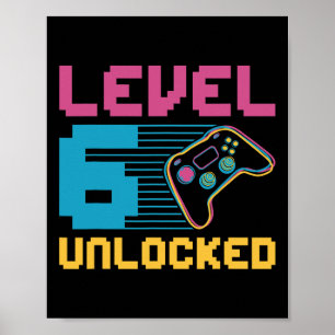 Stufe 6 Entsperrtes Gaming Geburtstag Poster