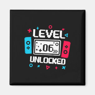 Stufe 6 Unverriegelter Gamer - 6. Geburtstagsgesch Magnet