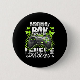 Stufe 6 Unverriegeltes Videospiel 6. Geburtstag Gi Button