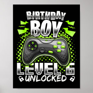 Stufe 6 Unverriegeltes Videospiel 6. Geburtstag Gi Poster