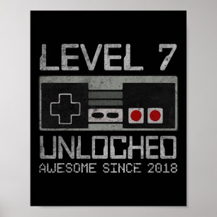 Stufe 7 freigeschaltet 7. Geburtstag 7-jähriger Vi Poster