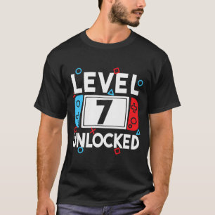Stufe 7 Unverriegelter Gamer 7. Geburtstag Videosp T-Shirt