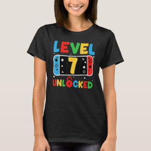 Stufe 7 Unverschlossen 7. Geburtstag Kinder Videos T-Shirt
