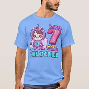 Stufe 7 Unverschlossen, Einhorn Gamer Girl Geburts T-Shirt