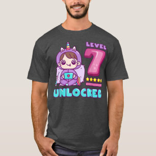 Stufe 7 Unverschlossen, Einhorn Gamer Girl Geburts T-Shirt