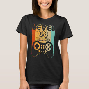 Stufe 8 Ungesperrter Videospieler 8. Geburtstag T-Shirt