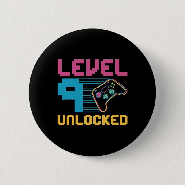 Stufe 9 freigeschaltetes Gaming-Geburtstag 1  Button (Vorderseite)