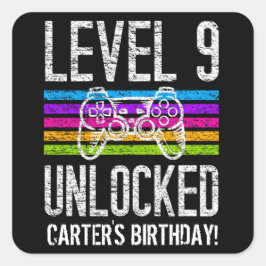 Stufe 9 Unverschlossener 9. Geburtstag Personalisi Quadratischer Aufkleber