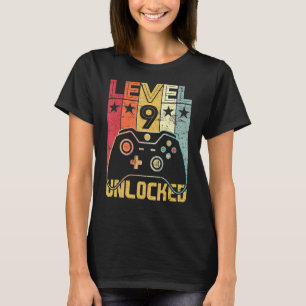 Stufe 9 Unverschlossenes Videospiel 9. Geburtstag T-Shirt