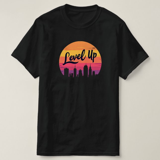 STUFE AUF SKYLINE RETRO SUNSET T-Shirt (Design vorne)