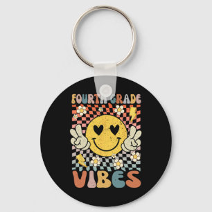 Stufe Vibes 4. Klasse Retro Lehrer 1. Tag Schlüsselanhänger