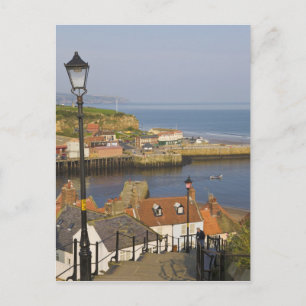 Stufen hinunter zum Hafen Whitby, Norden Postkarte