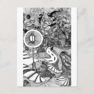 Stufen unter Leuchtstift und Farbillustrierung Postkarte