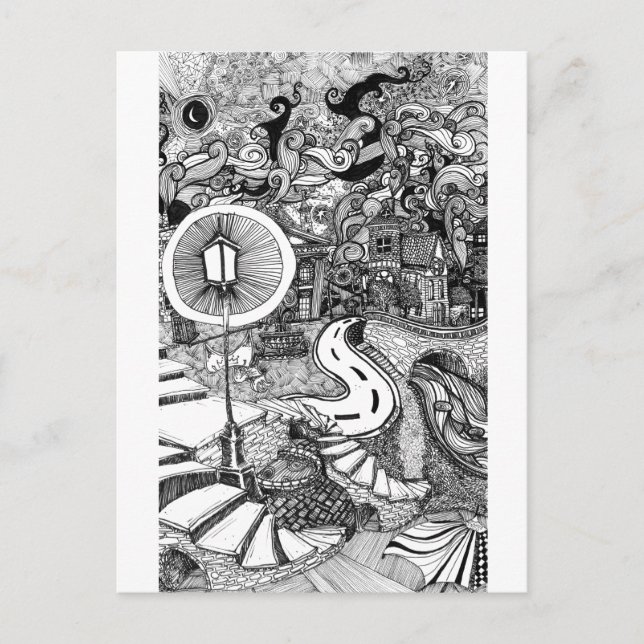 Stufen unter Leuchtstift und Farbillustrierung Postkarte (Vorderseite)