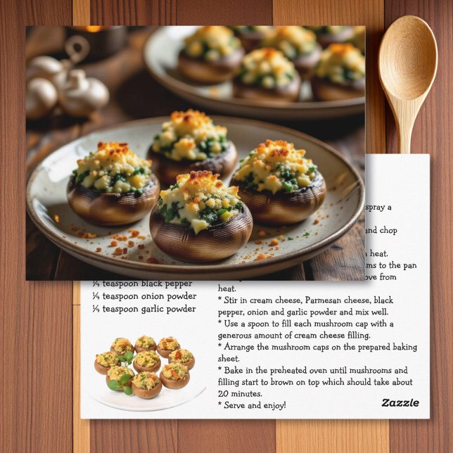 Stuffed Mushroom Recipe Card Postkarte (Von Creator hochgeladen)
