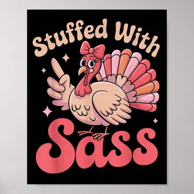 Stuffed With S Turkey Cute Nk Coquette Thanksgivin Poster (Vorne)