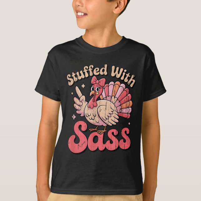 Stuffed With S, Turkey Kids, Funny Nk Coquette Bow T-Shirt (Vorderseite)