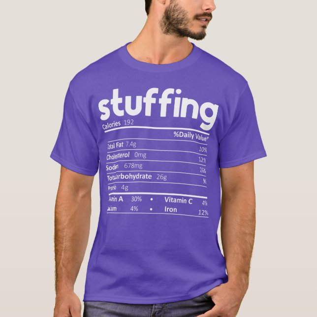 Stuffing Food Nutrition Facts Funnyhanksgiving vin T-Shirt (Vorderseite)