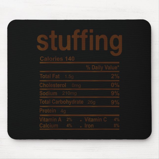 Stuffing Nutrition Facts Funny Thanksgiving Food C Mousepad (Vorne)