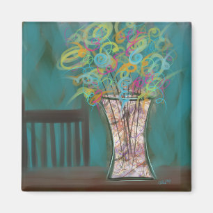 Stuhl mit ausdrucksvoller Bouquet Original Art Magnet
