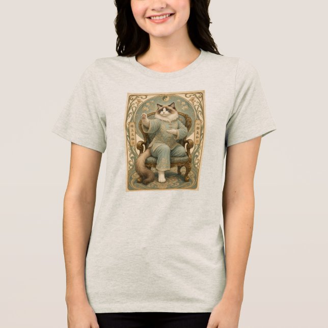 Stuhl Tai Chi Katze Tri-Blend Shirt (Vorderseite)