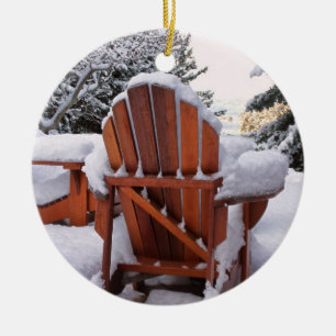 Stühle Snowy Adirondack im Winter-Foto Keramik Ornament