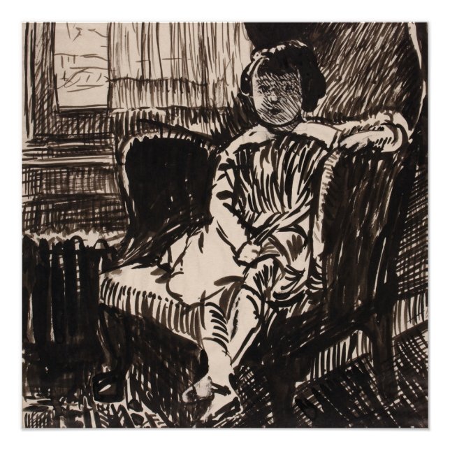 Stuhlsitzende Mädchen (ca. 1917-1918) Canvas Print Poster (Vorderseite)