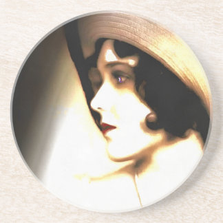 Stummfilmstar Vintage-Porträt aus den 1920er Jahre Sandstein Untersetzer