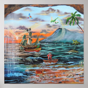 Stümper-Bell-Malerei die Bucht Peter Pan-Hakens Poster