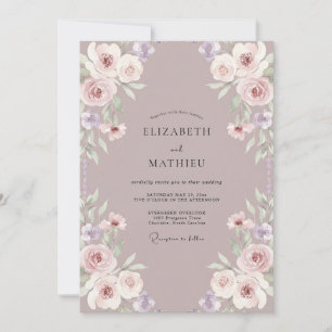 Stumpfes Pflaumenbouquet Eukalyptus-Hochzeit Einladung