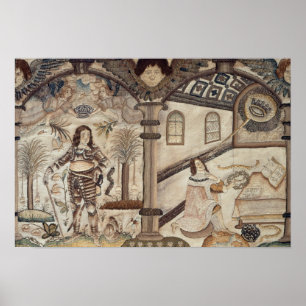 Stumpwork mit Charles I und Charles II. Poster