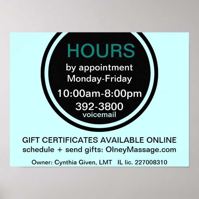 STUNDENGESCHÄFTSPOster Poster (Vorne)