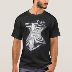 Stundenglas-Korsett im Vintage-Stil Schwarz-Weiß-I T-Shirt