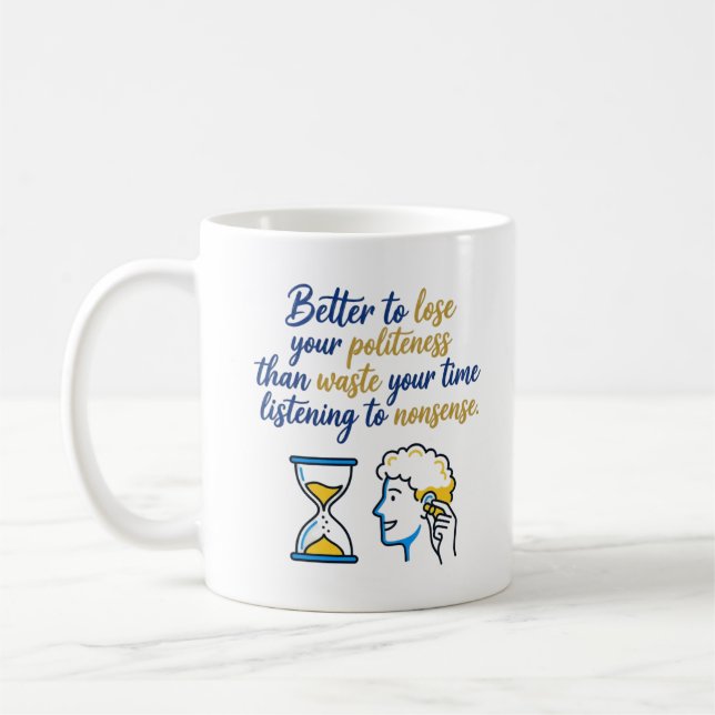 Stundenglas & Profil Zitat Kaffeetasse (Links)