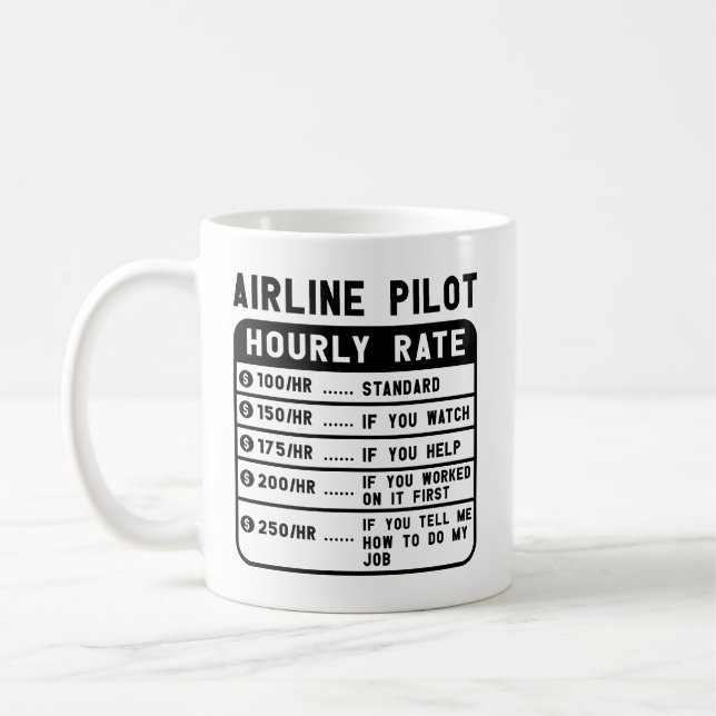 Stundenlohn für lustige Piloten Kaffeetasse (Links)