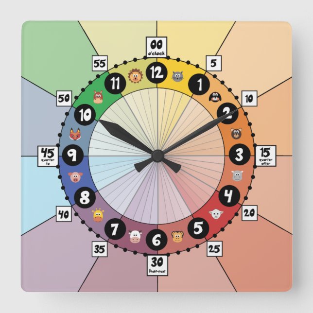 Stundenplan der Lichtschule für Kinder (Platz) Quadratische Wanduhr (Vorderseite)