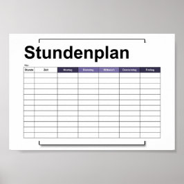 stundenplan, plan, plan, poster, deutsch pflücken poster