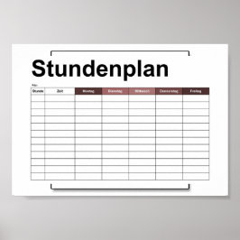 stundenplan, plan, plan, poster, deutsch pflücken poster