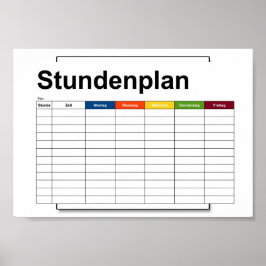 stundenplan, plan, plan, poster, deutsch pflücken poster